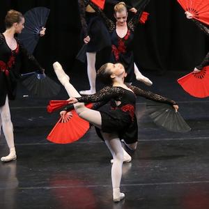 Miki Johnson (centre) with fellow dancers from the Conlan College.